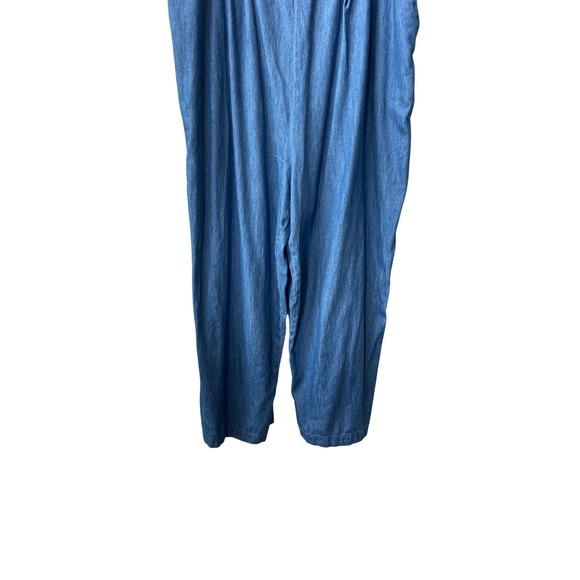 Old Navy Denim Jumpsuit XXL Petite Chambray Button Front Wide Leg Cropped - Picture 8 of 12